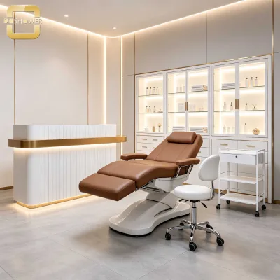 Textured Groove Salon Reception Counter of Matte Wear-resistant Panel Elegant Front Desk for Nail Salon & Private Beauty Studio