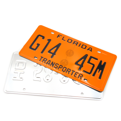 Black Aluminum Car License Plate White Number Embossed Sublimating License Plate Car License Plate