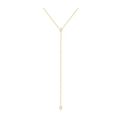 Delicate 925 Silver Necklace 14k Gold Chain Diamond Teardrop Lariat Necklace Women