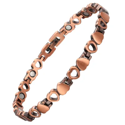 Customizable Women's Fashion Chain & Link Bracelet Magnetic Copper Jewelry for Arthritis Magnetic and Love Heart Gift Geometric