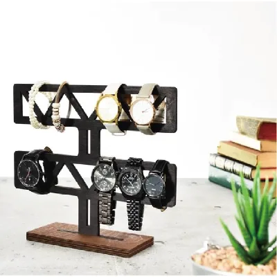 Wooden Classic Multifunctional Jewelry Stand Rack with Standing Type Installation for Watches and Bracelets Home Decor