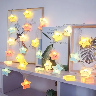 YN Starlight Cute Star Smiling Face String Light Warm White LED AC Power IP44 Rated Christmas Decoration for Babies & Children