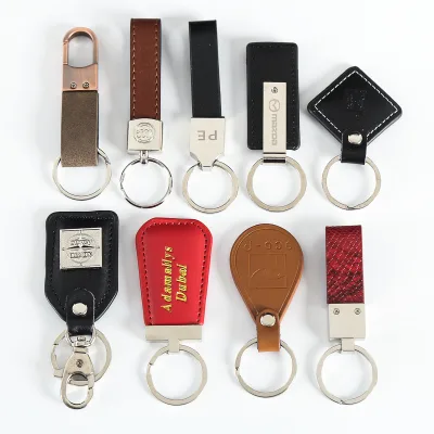 Factory Custom Made Your Own Pu Key Chain Round Shape Car Logo Leather Photo Keychain Genuine Blank Leather Keyring