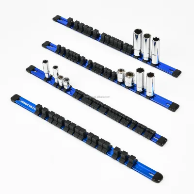SAE and Metric Aluminum Socket Holder Rail, 1/2 Inch Magnetic Socket Tray Rack
