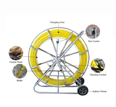 Galvanized Steel Frame Fiberglass Duct Rodder with Cable Drums Fiber Optical Cable Wiring Accessories