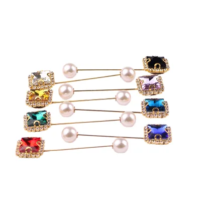 Wholesale Baroque Fashion Bling Green Vintage Romantic Crystal Rhinestone Pearl Brooch for Women Girl