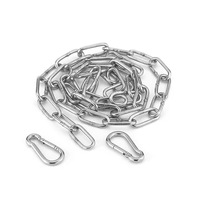 304 Stainless Steel Welded Link Chain with Snap Hooks Heavy Duty Industrial Hanging Binding Rigging Hardware Chain