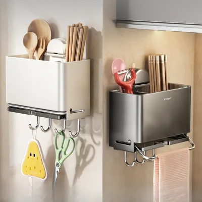 Kitchen suction cups, stainless steel chopstick baskets, storage racks, wall-mounted non-drilling holders, and cloth-type