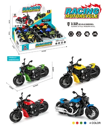 New Design 1:12 Pull Back Motorcycle Friction Toy off Road Vehicle Plastic Friction Toy Motor Bike
