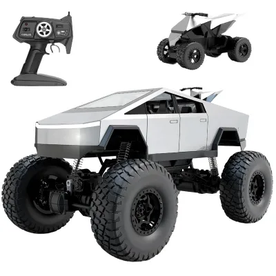 All Terrain 2.4Ghz EP RC Cyber Truck Toy Radio Control Pickup Truck 1:8 Scale with LED Lights 45° Climb for Off Road Adventures
