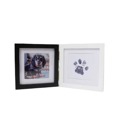 Solid Wood Photo Frame for Newborn Baby Square Design with Hand and Foot Prints No Water Wash Printing Newborn Baby Souvenir