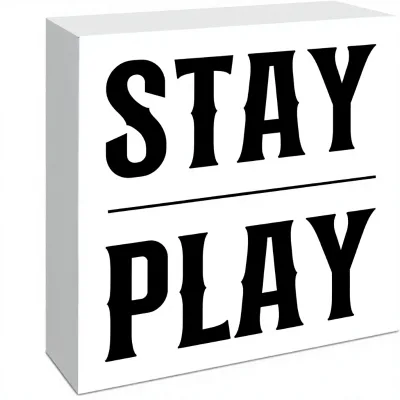 Rustic Farmhouse Wood Wall Sign-STAY & PLAY Design Home Decor Gift for Spring/Summer/Fall/Holiday & Housewarming