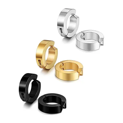 Stylish Trendy Stainless Steel Earrings Piercing-Free Ear Clasp and Clip Ball-shaped Ball for Men