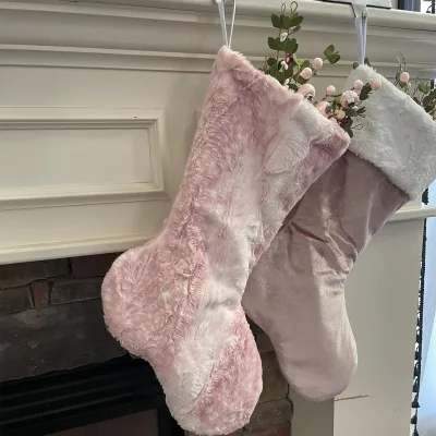 Pink Party Favors Stockings Sequin Xmas Decoration Stockings Velvet Monogrammed Christmas Stocking Socks with White Fur Cuff