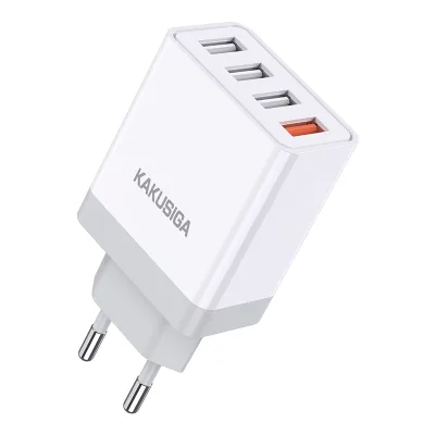 KAKUSIGA KSC-912 YUANDA Series 4USB QC3.0 AC100-240v European Standard Power Plug EU Fast Charger