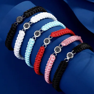 Natrual Stone Pink Quartz Adjustable Red Rope Woven Rope Bracelets Bead Bracelet