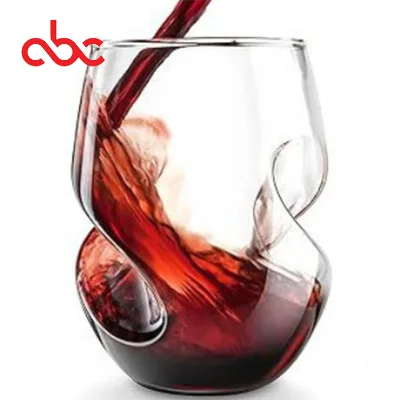 Glassware Stemless Wine Glasses With Finger Indentations, Naturally Aerates Wine, Unique and Elegant Drinkware