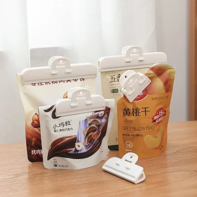 Food Grade Bag Clips with Hook, Wall Mount Spice Bag Sealer, Japanese Style Kitchen Storage Organizer