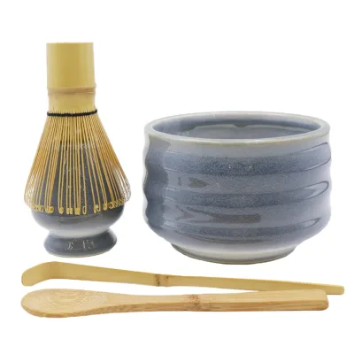 Custom Handmade Wholesale High End Classic Round Matcha Tools Kiln Transmutation Glazed Speckle Ink Color Ceramic Matcha Set