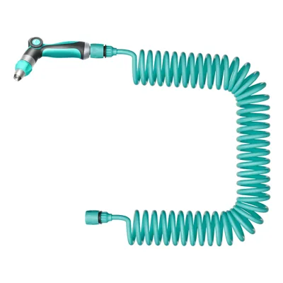 Flexible Retractable No Kink EVA PVC Plastic Coil Spiral Mesh Garden Hose With Spray Nozzle Ideal for Boat Greenhouse Yard Patio
