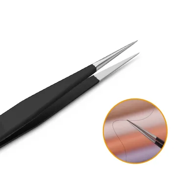 High Quality Industrial Straight Black Fine Tip Stainless Steel ESD Tweezers Antistatic Non-Magnetic Safety Product