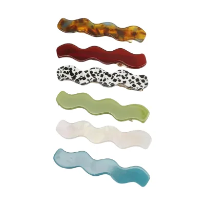 New 2pcs Korean Version New Acetate Duckbill Clip Set Wavy Hair Clip Headwear Wave Shape Hair Clips