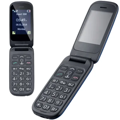 2.4 Inch Dual SIM Card Senior-Friendly Flip Phone with HD Camera and SOS Button