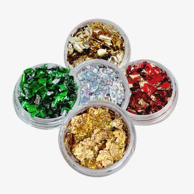 Plastic Gold Foil Nail Art Sequins 3D Crystal Rhinestone Design DIY Easy Apply High-Gloss Nail Stickers New Arrival