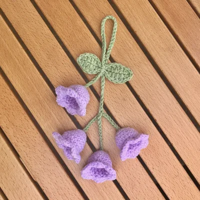 Linda hot sale Amigurumi Knitting Gift Tulip Keychain Handmade Lily Flower Keychain Woman Bag Charm Crochet Knitted Flower