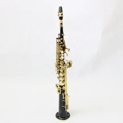 OEM Cheap Price Orchestra Musical Instrument Straight Black Colored Gold Keys Bb Brass Soprano Sax Saxophone for Kids