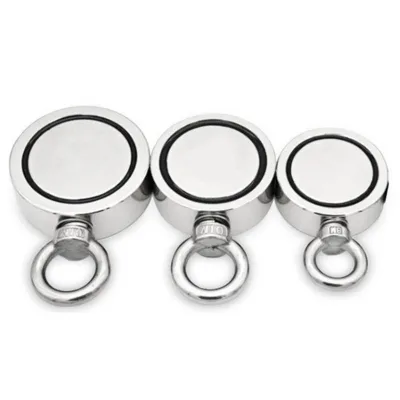 Double Side Round Magnet Fishing Combined Pulling Force Strong Magnet With Eyebolt Fishing Magnet