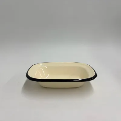 OEM Custom 16cm 18cm 20cm 22cm Enamel Baking Pan Vegetable Fruit Food Serving EU Thick Quality Enamelware Preparation Tray