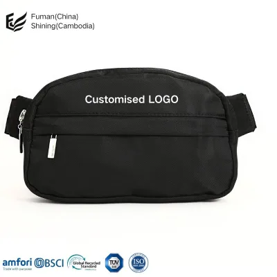 Premium Sports Waist Pack Fitness Running Travel Hiking Nylon Black Waist Pack Lightweight Pouch Belt Bag Men