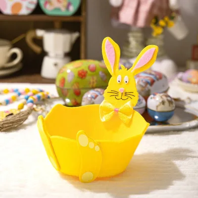 Colorful Bunny Felt Egg Basket Great for Easter Celebrations and Storage