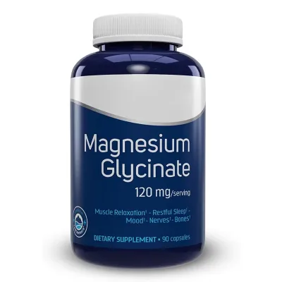 Sugar Free Magnesium Glycinate Capsules for Muscle Relaxation Mood Energy Heart Health