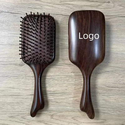 Custom Logo Hair Massage Brush Luxury Vintage Wooden Hair Brush Custom Ebony Hair Brush with Logo