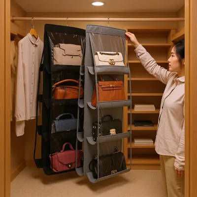 Cross-border Double-sided Nonwoven Fabric Bag Storage Hanging Bag Household Wardrobe Dust-proof Simple Modern Hanging Storage