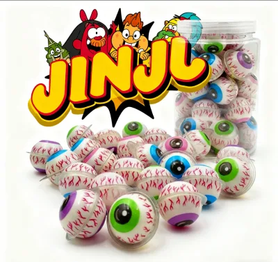 Hot Selling EN71 Certified Cartoon Shape Gummy Candy Fruit Eyeball Jelly Sweet Fruity Soft Chewy Play & Eat Box Bottle