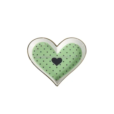 High Quality Decoration Craft Heart Shaped Jewelry Ceramic Trinket Tray