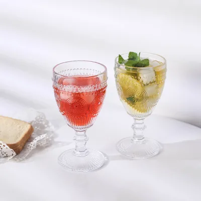 Vintage Cocktail Glasses Embossed Clear Wine Glass Champagne glass
