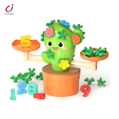 Chengji Toddler Toys Early Educational Learning Numbers Cartoon Flower Diy Colored Cactus Toy Math Balance Counting Toys