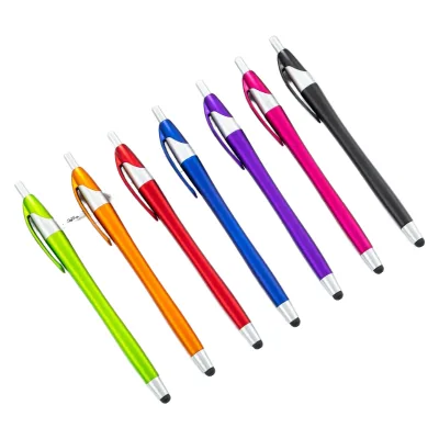 Hot Wholesale Custom Logo Ballpoint Pens Promotional Plastic Stylus Touch Screen Canetas with Ball Mechanism Available Customization