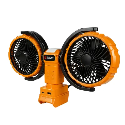 20V Cordless Double Head Jobsite Work Camping Fan 14.9 Inch Brushless 3000RPM Portable Rechargeable Cooling Auto Swing Type-C