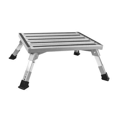 Aluminum Alloy RV Step Stool Adjustable Foldable Step Non-Skid Platform Steps