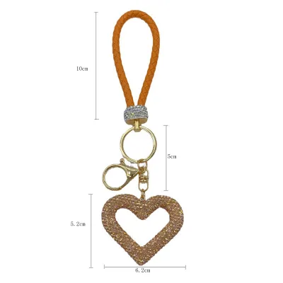 Diamond Rhinestone Accessories Decoration Ceramic Heart Love Hanging Leather Rope Keychain Tumbler Mug Cup Car Bag Phone Pendant