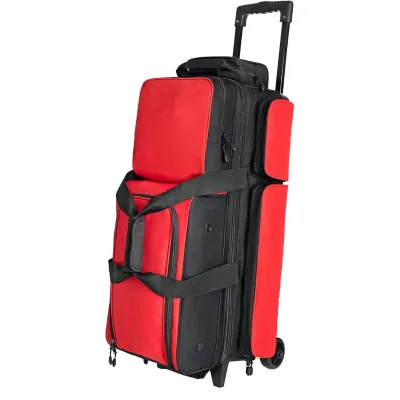 Ultra-Large Capacity 3 Ball Bowling Bags with Wheels Separate Shoe Compartment & Retractable Handle Made of Durable Polyester