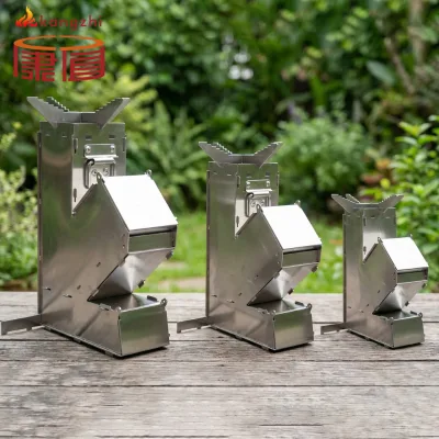 Easy to Clean Modern Stainless Steel Rocket Stove Portable Detachable Wood Burning Camping Heater Cooker Ash Pan All Seasons