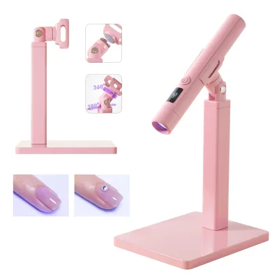 Mini Nail Light Therapy Lamp with Multi-Functional Holder 2-in-1 Touch Nail Lamp Silicone Head LCD Display Flash Curing Manicure