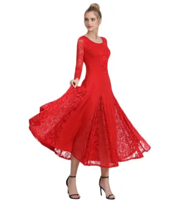 Lady's Long Sleeve Performance Wear for Ballroom Dance Competition Meeting National Standards