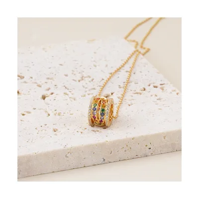 Pendants Necklace for Women S925 Silver Inlaid rainbow Zircon Clavicle Pendant Necklace